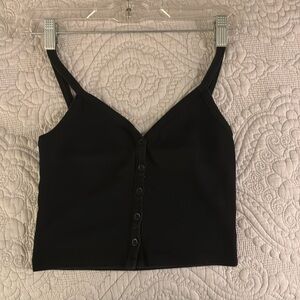 Button Up V-Neck Crop Top, Brandy Melville, Size S